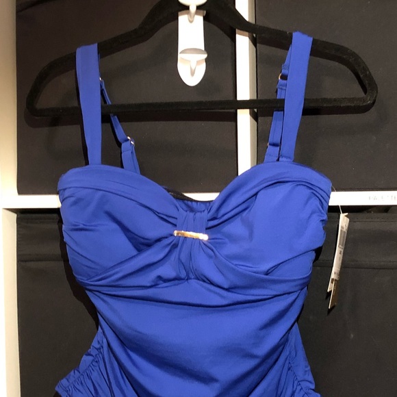 NWT-2 Bamboo Royal Blue Tankini 34D Underwire - Picture 2 of 7